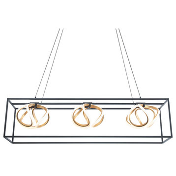WAC Lighting PD-73242 Sinclair 3 Light 43"W LED Abstract Linear - Black / Gold