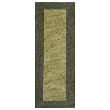 Hand Tufted Wool Area Rug Contemporary Green