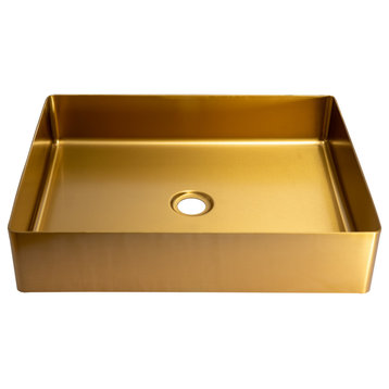 Eden Bath EB_SS002GD Rectangular 18.9 x 14.6-in Vessel Sink in Gold with Drain