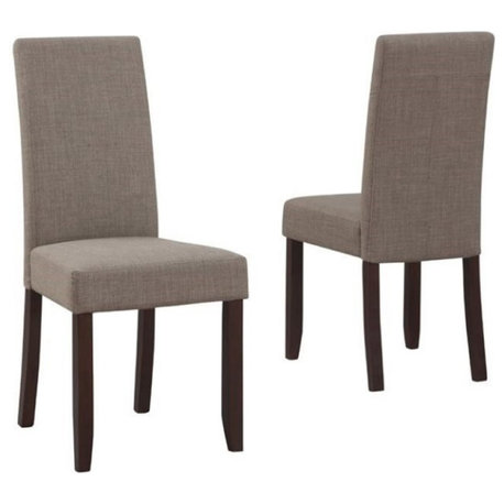 Acadian Parson Dining Chair (Set of 2) in Light Mocha Brown Linen Look Fabric