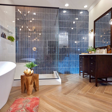 Blue Porcelain Tile Accent Wall