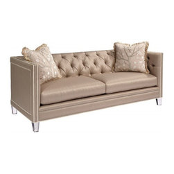 Velvet Tufted Sofa With Nailheads - Sofas