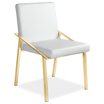 Kate Chair, Set of 2, White, Polished Gold Steel
