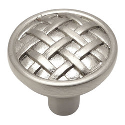 Cosmas - Cosmas 7065SN Satin Nickel Braided Cabinet Round Knob, 1-3/8" Diameter, Set of 5 - Cabinet And Drawer Knobs