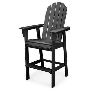 POLYWOOD Vineyard Adirondack Bar Chair, Black