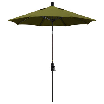 7.5' Bronze Collar Tilt Lift Fiberglass Rib Aluminum Umbrella, Pacifica, Palm