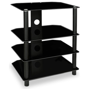 Mount-it! Quad Tiered Multiple Level, TV Stand Shelving, Glass