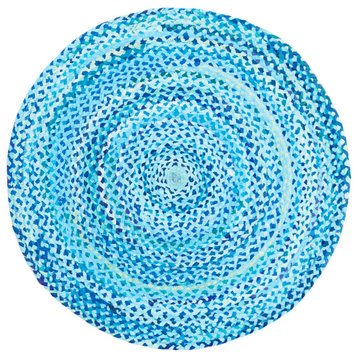 Safavieh Braided Brd452K Solid Color Rug, Turquoise, 4'0"x4'0" Round