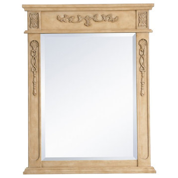Elegant VM12836AB Wood Frame Mirror 28"X36", Antique Beige