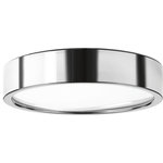 Progress Lighting - Progress Lighting Portal 1-Light Flush Mount, Polished Chrome, 13"x2.5" - Industrial style LED flush mount adorned with industrial-inspired accents and etched glass. One-light 17W LED 3000K, 90+ CRI in a Polished Chrome finish.