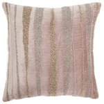 Nourison - Mina Victory E1057 Throw Pillow, Nude, 18" x 18" - Jewelry for your rooms, this elegantly handcrafted rhinestone, bead and embroidered collection adds a touch of sparkle to your day.