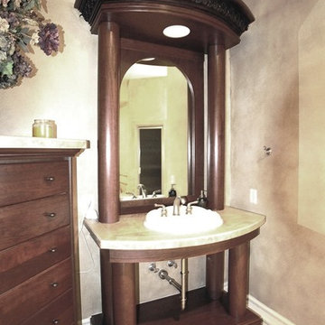 Traditional Style Cherry Wood Guest Bathroom Vanity