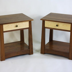Custom Designed Walnut and Curly Maple Nightstands - Nightstands And Bedside Tables