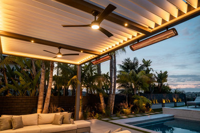 Residential: Attached Gray Bronze Motorized Louvered Pergola in CA