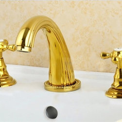 Pella Dual Handled Gold Finish Basin Faucet - Bathroom Sink Faucets