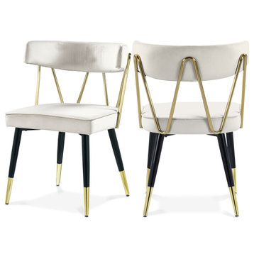 Rheingold Upholstered Dining Chair, Cream, Velvet