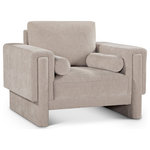 Meridian Furniture - Madeline Chenille Fabric Upholstered Chair, Beige, Chair - Refresh your living space with this Madeline chenille fabric living room chair. It's upholstered in rich beige chenille fabric with plush padding and bolster pillows that complete the look while supporting your body while you relax and unwind. The chair's modish design ensures it seamlessly complements any decor and fits well with other items in the Madeline collection. Whether you're entertaining guests or unwinding with a book, this chair provides both coziness and sophistication.