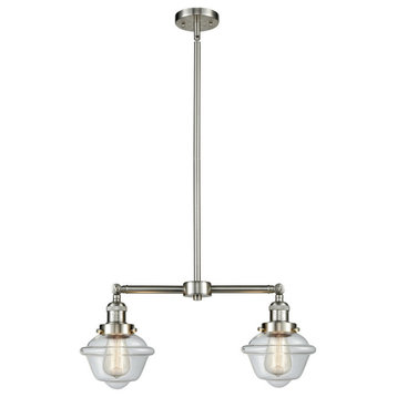 Innovations 2-LT LED Small Oxford 24" Chandelier - Brushed Satin Nickel