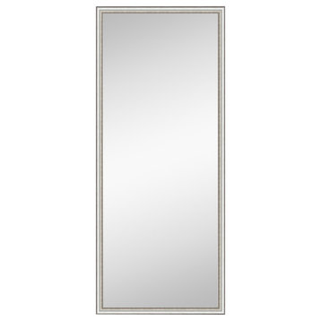 Salon Silver Narrow Non-Beveled Full Length Floor Leaner Mirror 26.5 x 62.5 in.