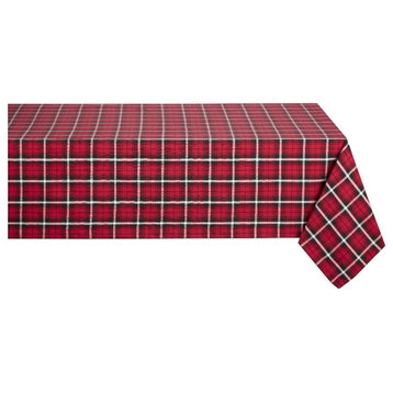 Glad Tidings Red and White Plaid Tablecloth 52x52 Holiday Red Black & White