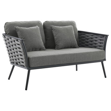 Stance Outdoor Patio Aluminum Loveseat Gray Charcoal