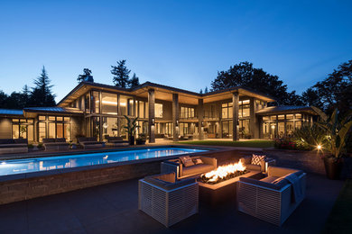 Example of a huge trendy home design design in Portland