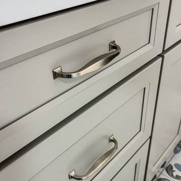 Gray Bathroom with Custom Artic White SteamSpa Shower