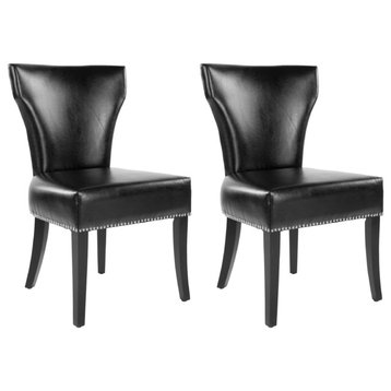 Safavieh Jappic Side Chairs, Set of 2, Black, Leather