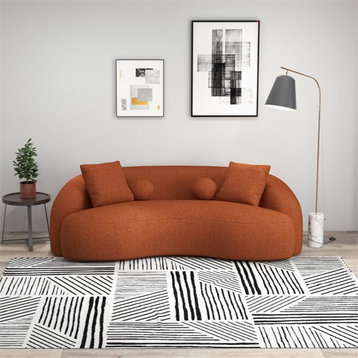 Bloom Japandi Style Luxury Modern Boucle Fabric Curvy Couch in Orange