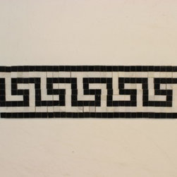 Bestview Greek Key Pure Black Polished Stone Mosaic Border 203437 - Tile