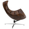 Flash Furniture Bomber Jacket Leather Cocoon Chair in Brown
