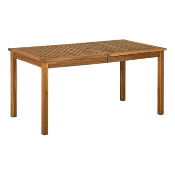 60" Acacia Wood Patio Simple Dining Table - Brown