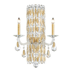 Sarella 2-Light Wall Sconce in Heirloom Gold, Crystal Crystals From Swarovski