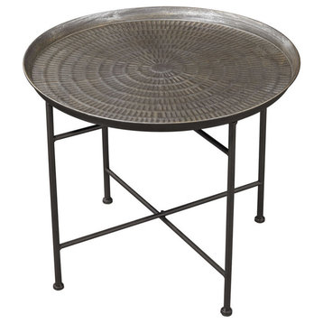 Embossed Pewter Accent Table