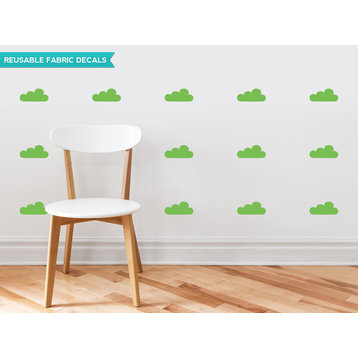Clouds Fabric Wall Decals, Set of 18 Clouds, Green