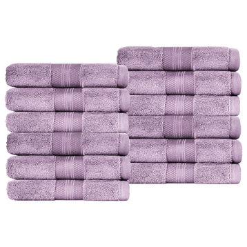 12 Piece Aria Washcloths Soft Face Towel Set, Wisteria