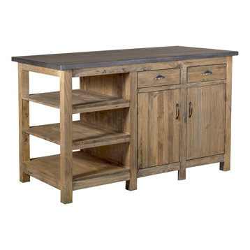 Barlow Rustic Wood Display Kitchen Island