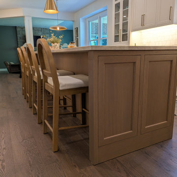 Amish Inset Painted with White oak island and bar