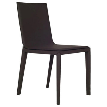 Cianna Dining Chair, Brown Leather Cover Seat