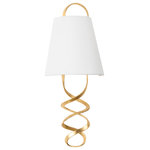 Hudson Valley Lighting - Dota 2 Light Wall Sconce, Vintage Gold Leaf - Dota's gorgeous flowing lines are the highlight of this playful yet elegant sconce. Curved metalwork in Vintage Gold Leaf or Warm Silver Leaf twists and swirls in a tranquil loop that draws the eye and creates an open, airy spiral silhouette against the wall. The tapered white linen shade grounds the design and adds a traditional element that makes the piece extremely useable.
