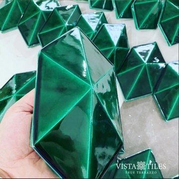 Green Diamonds Handmade Tile