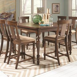 Coaster Jonas 7-Piece Cocoa Brown Turned Leg Counter Height Set - Dining Sets