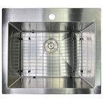 Nantucket Sinks - Nantucket Sinks' SR2522-16 Pro Series Small Radius Topmount Sink SR2622-16 - "Part of our Pro Series, this self-rimming drop-in has a zero radius single owl constructed from premium grade 16 gauge 304 Stainless Steel.  Has1 pre-cut hole for single handle style faucet.  Topmount drop-in design makes installation a breeze.  At home in both traditional and modern kitchens, our Pro Series stainless sinks provide a lifetime of functionality.  Fabricated from premium gauge T-304 stainless steel for maximum durability, the 10 inch deep basin easily accommodate dishes.  Nantucket Sinks stainless steel sinks have thick rubber dampening pads to dampen sound. Our finishing process helps keep our stainless steel corrosion-resistant to rust and oxidation. The satin finish makes daily maintenance a simple rinse!  Features a limited lifetime warranty.