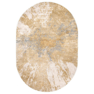 nuLOOM Contemporary Abstract Cyn Area Rug, Gold, 4'x6' Oval