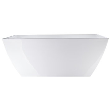 Vanity Art Acrylic Freestanding Soaking Bathtub, White/Classic Chrome, 67"