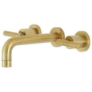 Kingston Brass KS8127CML 2-Handle 8" Wall Mount Bathroom Faucet, Brushed Brass