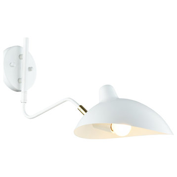 Wall Sconce, 1-Light, Gold, White, 9.5"H (W57901WH 305UN93)