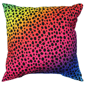 Cheetah Print Decorative Pillow, Rainbow Gradient, 16x16