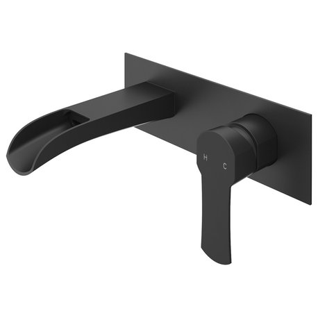 VIGO Cornelius 3" H Single Handle Wall Mount Bathroom Faucet, Matte Black