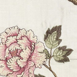 Pink Embroidered Elegant Floral Dupioni Silk Custom Made Curtains - Curtains